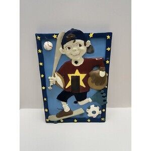 Boy multi-sport resin light switch cover featuring baseball, soccer, skateboard